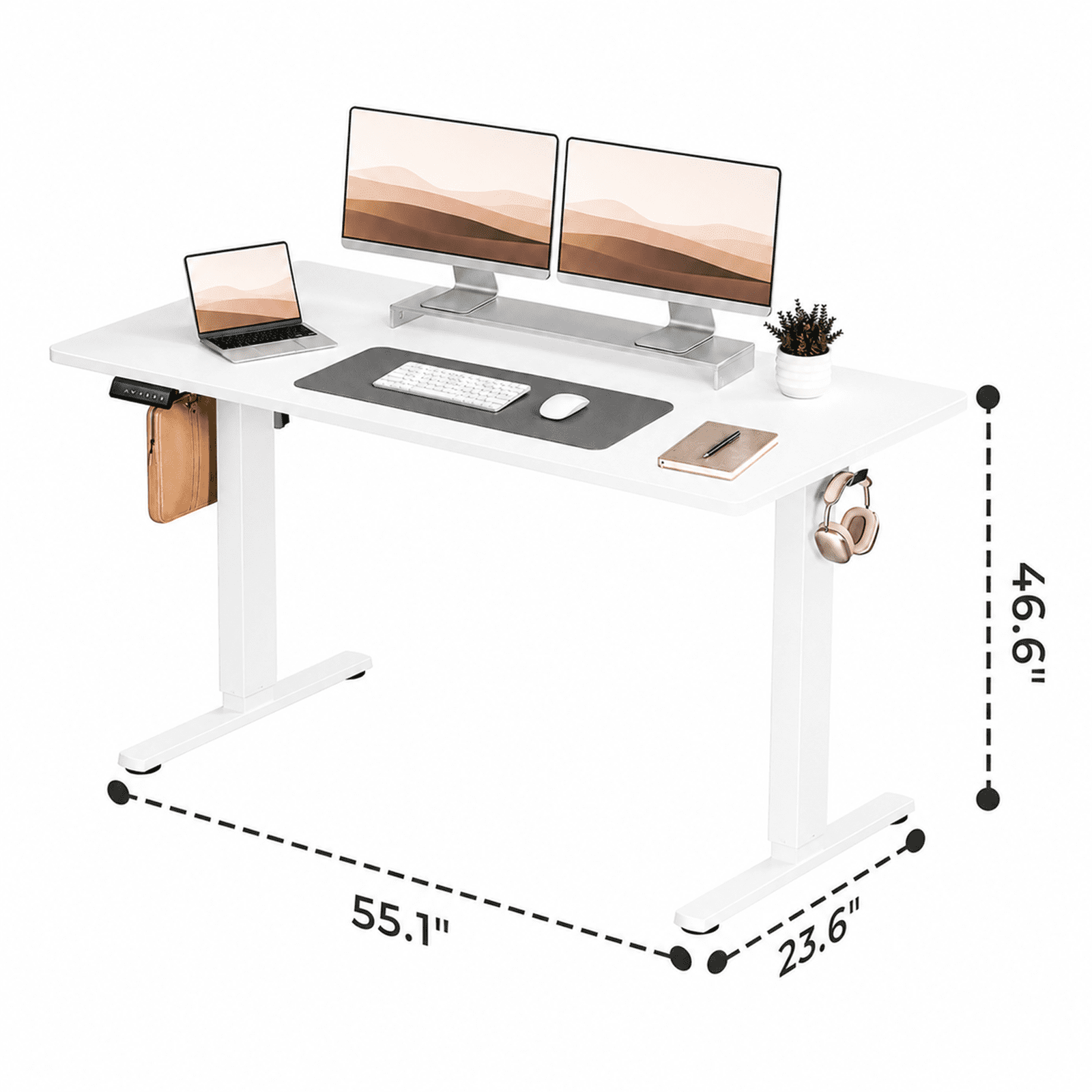 Alvantor Standing Desk, 28.7''- 48'' Height Electric Height Adjustable Home Office Desk with 3 Memory Presets, Sit and Stand Up, T-Shaped Frame
