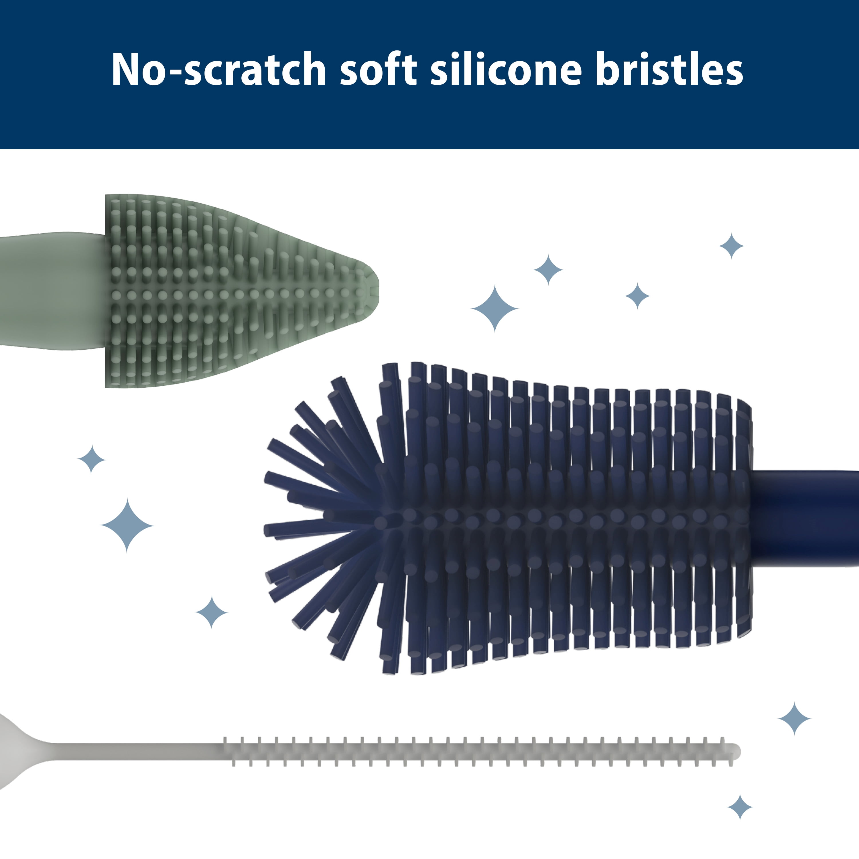 Dr. Brown's Silicone Cleaning Brush Set with Bottle, Spout, and Straw Brushes, BPA Free, 3 Pack
