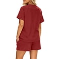 thumbnail image 5 of Dagugfen Womens Athletic Sets Crew Neck Short Sleeve Tees Drawstring Elastic Waist Shorts with Pockets Breathable Outdoor Workout Running Sets, 5 of 6