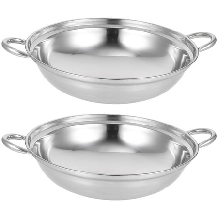 

2pcs Handle Stainless Steel Anti-spill Hot Pot Cooking Pot Kitchen Hot Pot Thicken Pot