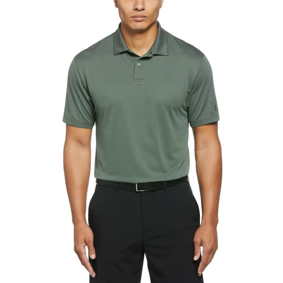 Pga Tour Mens Polo Active Birdseye Textured Short Sycamore S