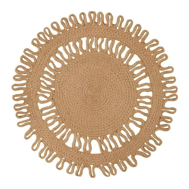 Mantel Individual Hometrends Yute Redondo con Diseño Beige