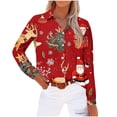thumbnail image 4 of Weiqiqre Womens Fall Clothes Long Sleeve Christmas Shirts Santa Claus Party Button Down Shirts X-Mas Funky Hawaiian Shirt, 4 of 5