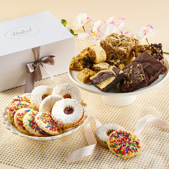 Dulcet Gift Baskets Elegant Sprinkle Cookie-Chocolate Brownie Gourmet Bakery Gift Basket