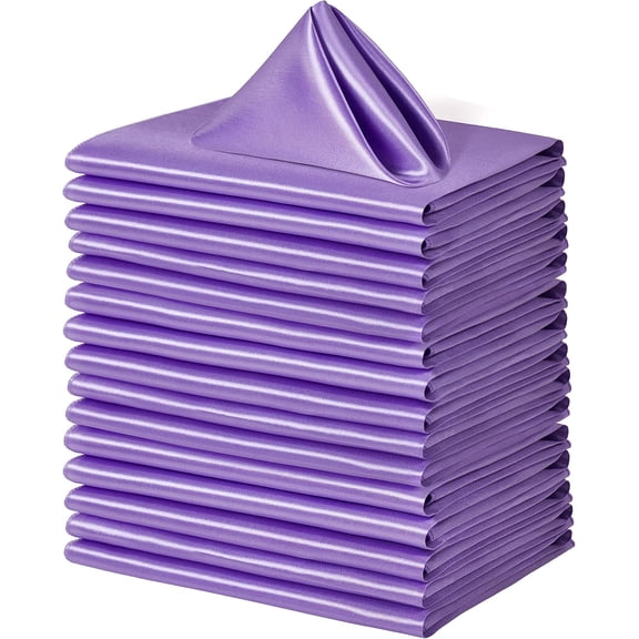 100 Pack Square Satin Dinner Napkins, 20x20 Inches Silky Soft Smooth Table Cloth Napkins for Restaurant Weddings Banquet Party Decoration, Light Purple