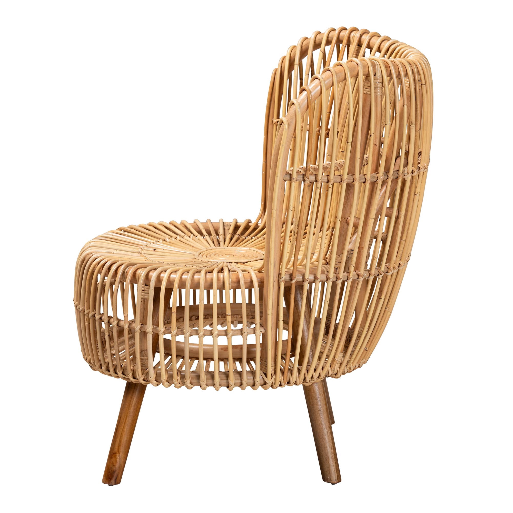 bali & pari Nagoya Modern Bohemian Natural Rattan Wide Seat Lounge Chair