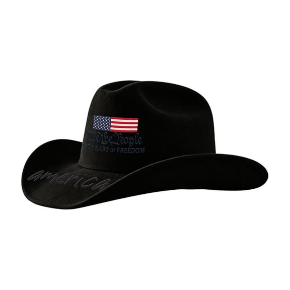 USA 250th Anniversary Cowboy Hat We the People Felt Western Patriotic Hat US Flag America 250 Years Celebration Gift 250 Years of Freedom Wide Brim Sun Cap