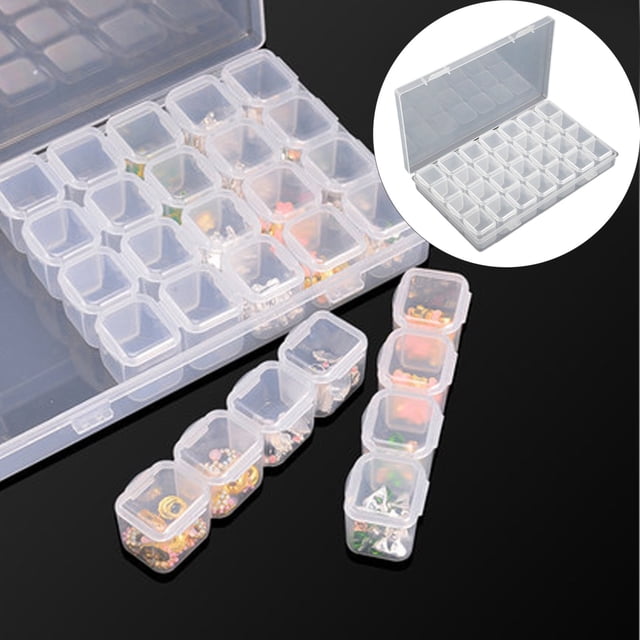 Gospire Small 28 Grids Box Clear Plastic Jewelry Craft Storage Container Painting Embroidery Diy Art Craft Accessory Organizer Case (Colorful), Storage Case