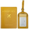 thumbnail image 1 of Funda para pasaporte PU Unisex para viajes (juego de etiquetas de equipaje con soporte para pasaporte de jengibre), 1 of 8
