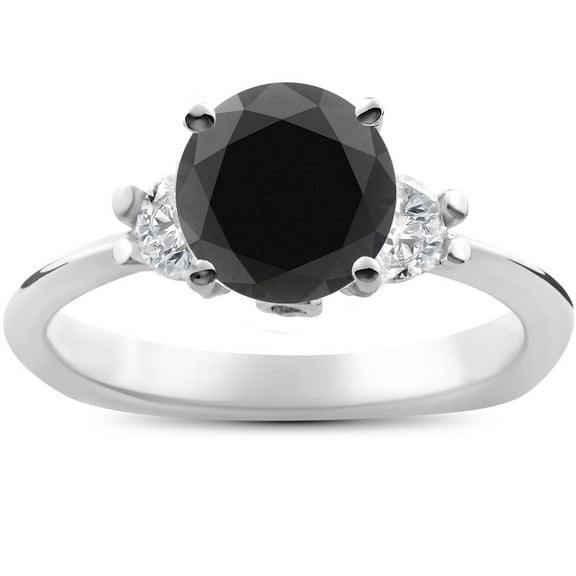 Pompeii 1 3/8ct Black Diamond Engagement Accent Anniversary Ring 14k White Gold (G/H,SI)