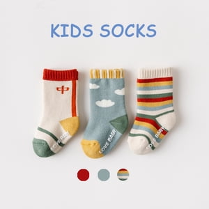 Chaussettes d'hiver chaud bébé antidérapant marche mignon en peluche oreille chaussettes Super Soft chaussettes lourds thermique Cozy chaussons d'équipage 3 Paires Chaussettes de sport