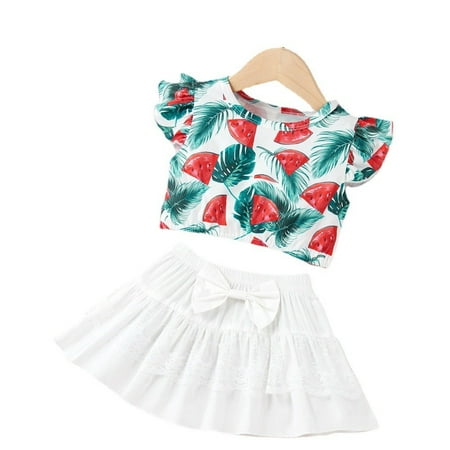 

Baby Girl Clothes Infant Girl 2PCS Outfits Sleeveless Ruffles Tops Skirt Set 3-6M Baby Girls Summer Outfits White