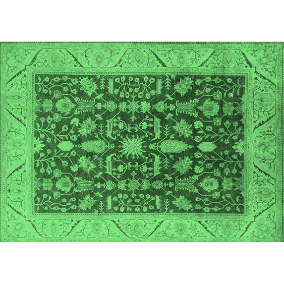 Ahgly Company Indoor Rectangle Oriental Emerald Green Industrial Area Rugs, 2' x 3'