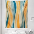 thumbnail image 1 of Vintage Tapestry, Retro Vibrant Stripes Funky Lines Design Patterns Abstract Print, Fabric Wall Hanging Decor for Bedroom Living Room Dorm, 5 Sizes, Petrol Blue and Marigold, by Ambesonne, 1 of 1