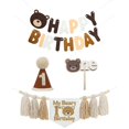 thumbnail image 1 of Kit de fiesta de cumpleaños DCJHFJ, diseño de trona con diseño de oso, diseño del primer tema, 1 of 7