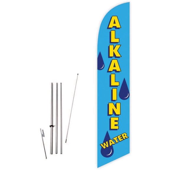 Cobb Promo Alkaline Water Sky Blue Feather Flag with Complete 15ft Pole kit and Ground Spike