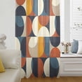 thumbnail image 6 of Navy Blue Beige Sheer Curtains 54 Inches Long, Middle Century Modern Geometric Abstract Art Light Filering Curtains, Breathable Simi Curtain Privacy Drapes for Kitchen Bathroom Small Window Treatment, 6 of 9