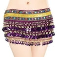 thumbnail image 4 of Segolike Women Belly Dance Skirt Shiny Hip Scarf Wrap for Festival Tango Themed Party Violet, 4 of 8