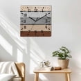 thumbnail image 3 of Brown Grey Wooden Wall Clock Silent Non Ticking, Vintage Stripe Farmhouse Wood Grain Ombre Square Wall Clocks Battery Operated, Decor Clock for Home Office, Living Room, Kitchen, 12 Inch, 3 of 9