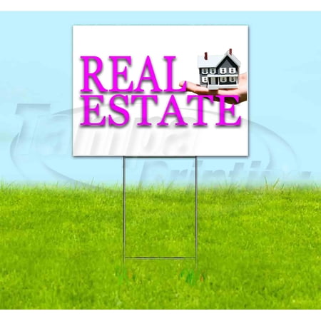 Real Estate (18" x 24") Yard Sign, Includes Metal Step Stake
