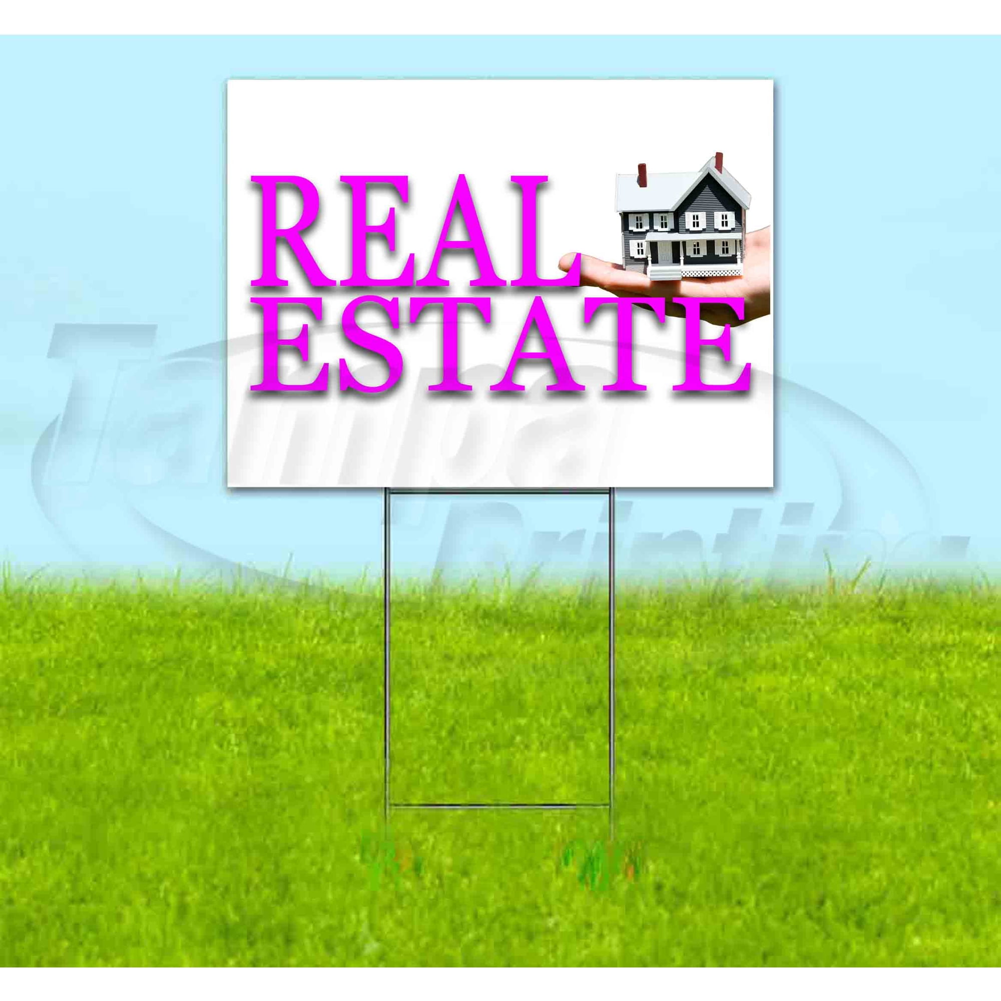 Real Estate (18 x 24 ) Yard Sign Includes Metal Step Stake