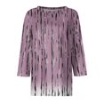 thumbnail image 4 of Women Blouses Dressy Casual 3/4 Sleeve Round Neck Plus Size Floral Print Loose Fit Tunic Tops for Summer Khaki 2XL, 4 of 5