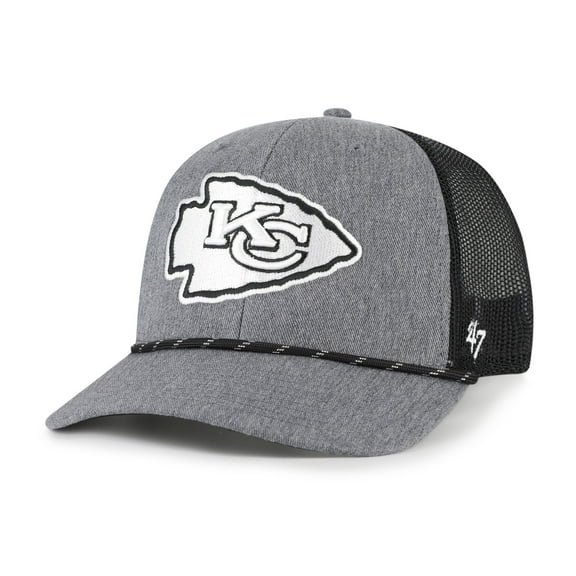 Men's '47 Heather Charcoal Kansas City Chiefs Carbon Rope Trucker Adjustable Hat