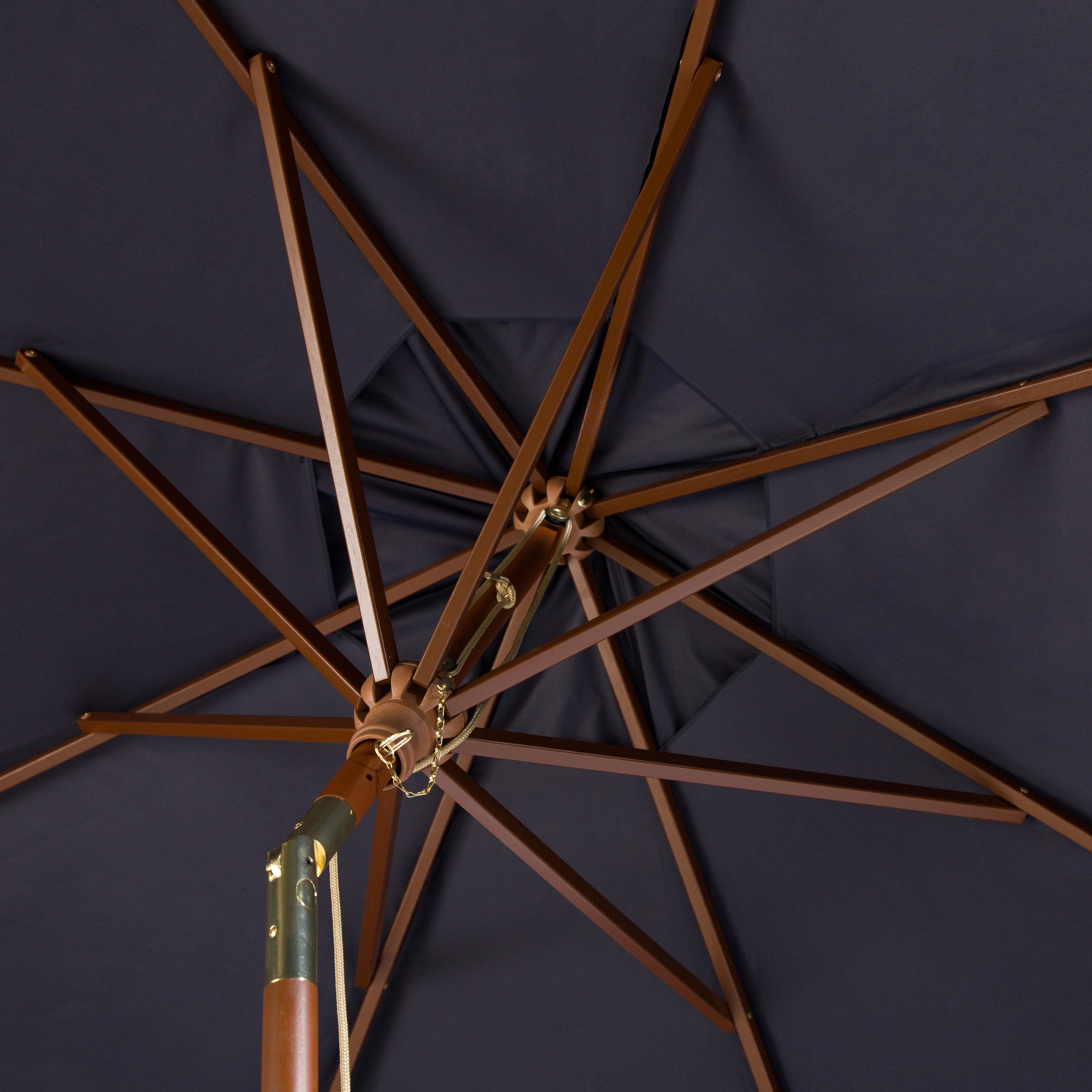 Safavieh Cannes 9' Market Push Wooden Patio Umbrella, Navy