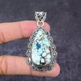 thumbnail image 2 of Natural Tibetan Turquoise Gemstone 925 Sterling Silver Gift Pendant 2.60", 2 of 2