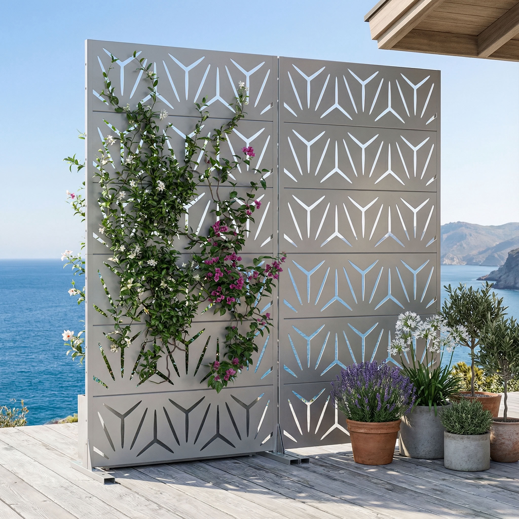 MAYEERTY 6 Panels Metal Outdoor Privacy Screen Panel Garden Divider Patio Backyard Decorative Privacy Fence 2Pcs, 72×35.4×15.7in