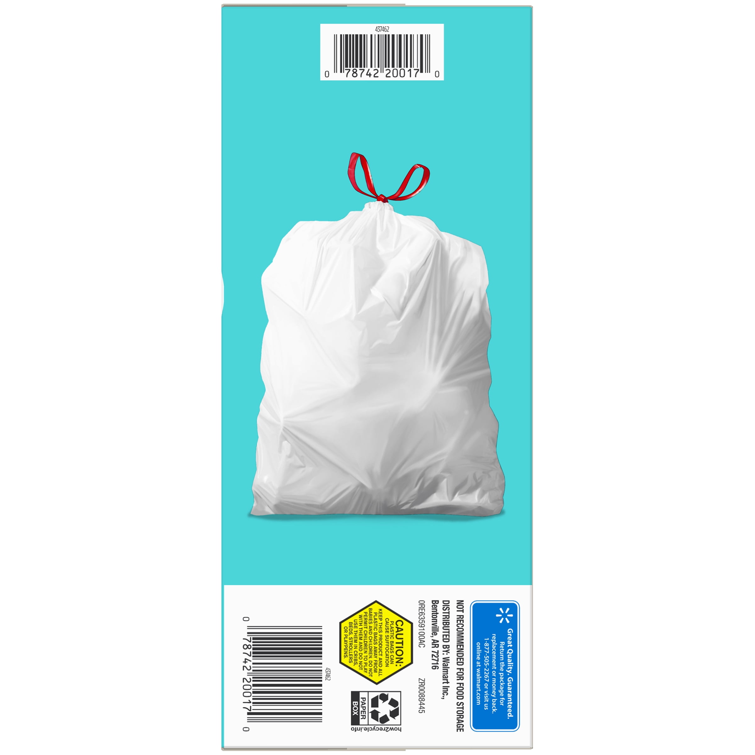 Great Value Tall Kitchen Drawstring Bags, 13 Gallons, 45 Count