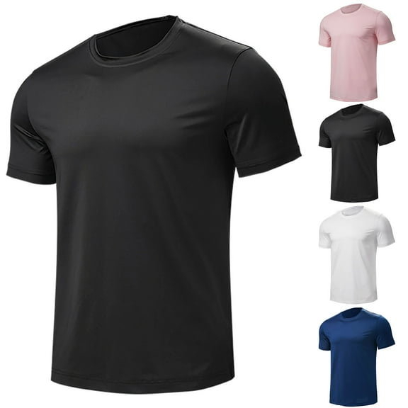 ZRGHAOYLQ Men Short Sleeve Tops, Mens Gym Workout Slim Fit Short Sleeve Tshirt Classic Solid Color T-Shirt Round Neck Athletic Shirts Running Fitness Tee