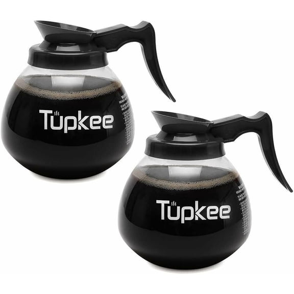 Coffee Pot Decanter Carafe Commercial Replacement- 2 PACK - BLACK - 12 Cup 64oz