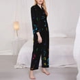 thumbnail image 3 of Salouo Color Musical Notes Pattern Women's Pajamas Set Long Sleeve Button Down Sleepwear Soft Pj Lounge Sets for women 2 Piece Pjs Set with Long Pants-X-Large, 3 of 7