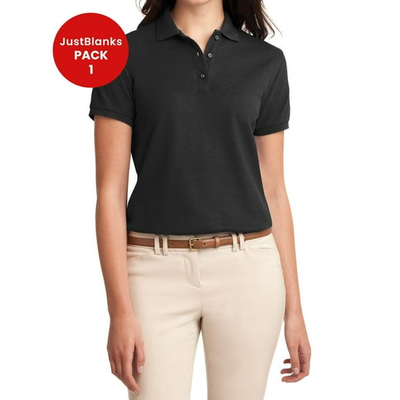 JustBlanks Womens Silk Touch Polo Durable Breathable Classic Design