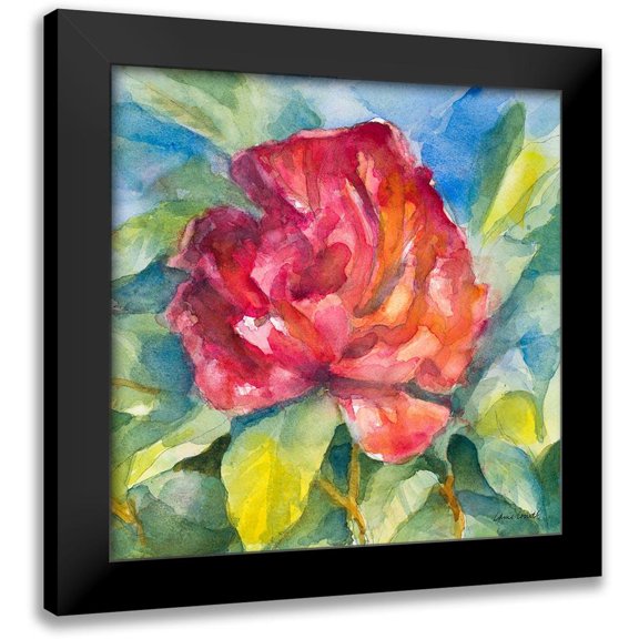 Loreth, Lanie 12x12 Black Modern Framed Museum Art Print Titled - Crimson Peony