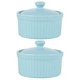 thumbnail image 1 of 2pcs Lidded Pudding Bowls Porcelain Ramekin Baking Cups Ceramic Dessert Bowls, 1 of 9