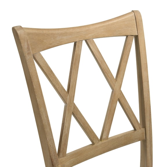 Verta Solid Wood Cross-back Dining Chairs Set of 2, Light Oak Finish for Farmhouse Dining Room, Comfortable Cushioned Seat