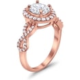 thumbnail image 3 of Divine Creation 14K Rose Gold Plated 1.80 Ct Oval Cut White Diamond Wedding Engagement Halo Ring 925 Sterling Silver For Women's -9.5, 3 of 3