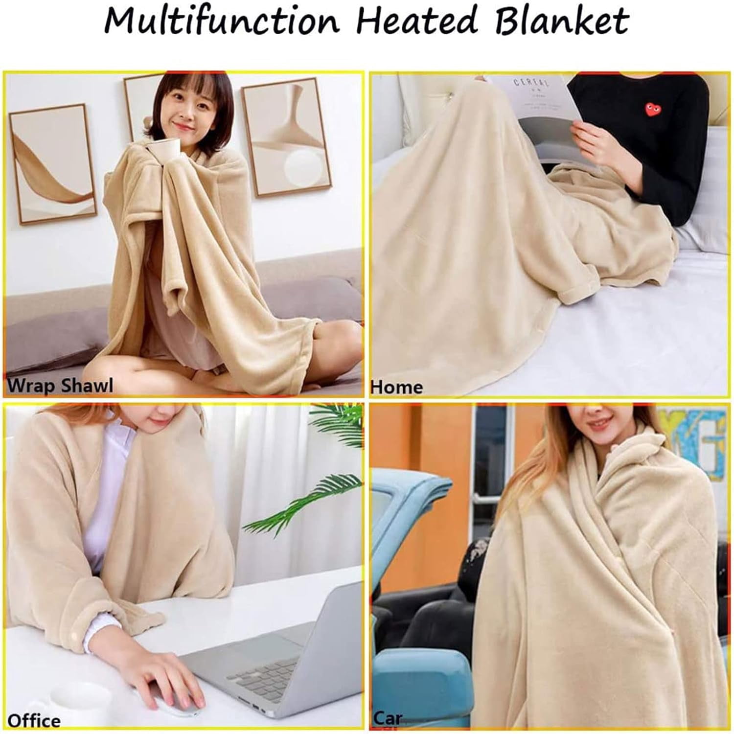Battery Electric Heated Blanket King Size - Cordless, Rechargeable USB Heating Blanket for Bed, Sofa & Outdoor Use
