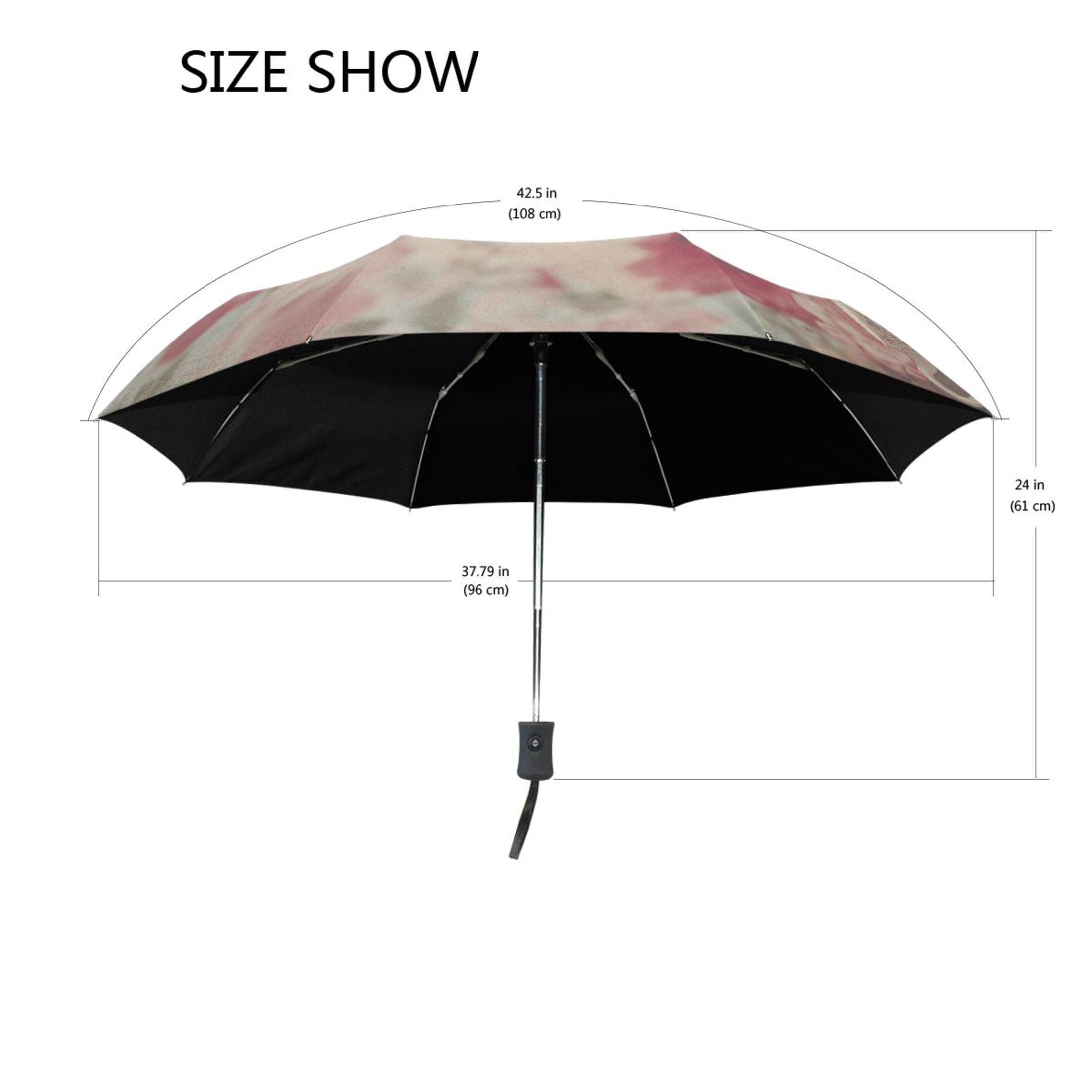 YAZAOO One-Touch Auto Open Close Rain Umbrella With Creative Kittens Teacups Roses Pattern
