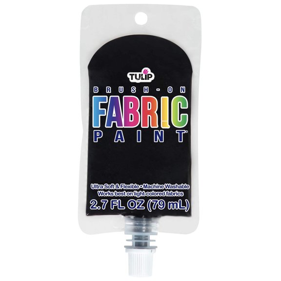 Tulip Brush-On Fabric Paint, Black 2.7 fl oz Pouch, Dries Soft and Permanent