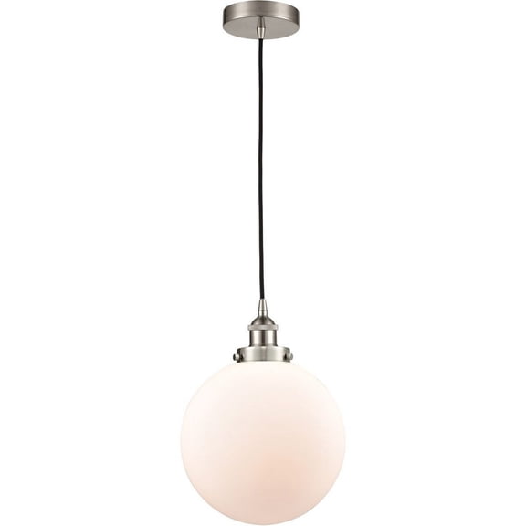 616-1PH-SN-G201-10-LED-Innovations Lighting-Beacon - 1 Light Mini Pendant In Industrial Style-13 Inches Tall and 10 Inches Wide Brushed Satin Nickel