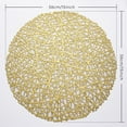 thumbnail image 5 of Gold Round Placemats for Dining Table Set of 6 Metallic Pressed Vinyl Circle Table Mats Wipeable Hollowout Place Mats (Line, Gold), 5 of 5