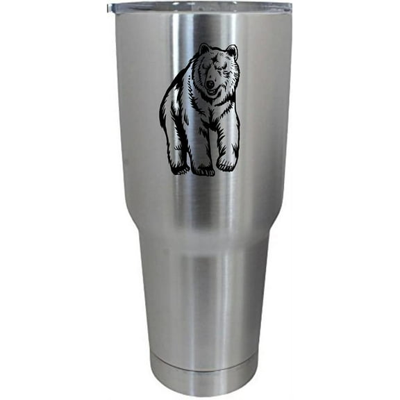 Grizzly Bear Body Zoo Animal Themed Etched 30oz Stainless Steel Tumbler