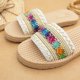 thumbnail image 4 of Luz de Cuerda Al Aire Libre Estilo Étnico de las Mujeres Tejido Cuña Plana Sandalias Bordado Colorido Pie Abierto, Zapatos Planos de las Mujeres, 4 of 9