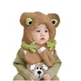 thumbnail image 2 of Nmnitkp Knit Hats Winter Fleece Lining Skiing Winter Caps for Boys and Girls Cute Animal Character with Warm Ear Flap 6 months -2 Years Khaki, 2 of 6