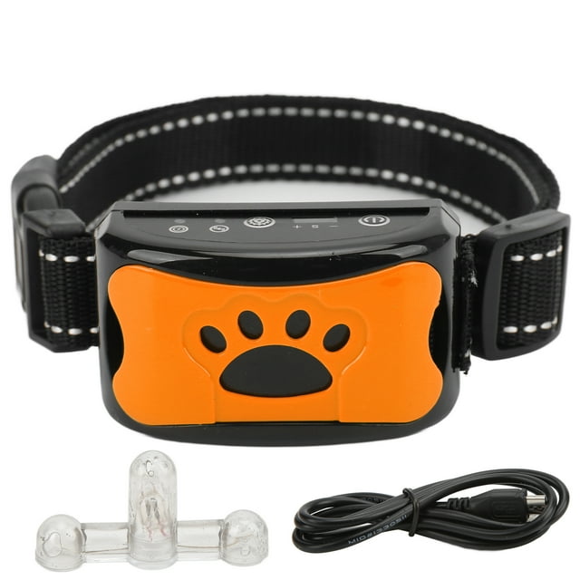 Chien Aboiements Collier USB Rechargeable Étanche Réglable Vibration Intelligent Reconnaissance Formation Collierorange