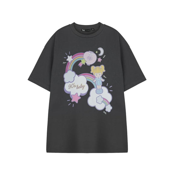 Polly Pocket T-Shirt à Manches Courtes Gris pour Femmes