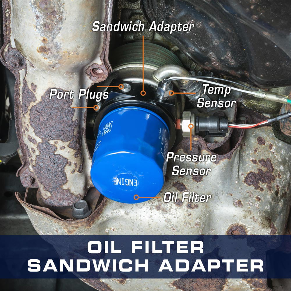 GLOWSHIFT OIL FILTER SANDWICH OIL SENDER SENSOR ADAPTER FOR HONDA B20B B20A